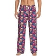 thumbnail image 2 of Lsque Skull rose blue flower Print Men's Pajama Pants, Lounge Pant - Comfortable Home Wear,Elastic Waistband, Stylish Design-XX-Large, 2 of 9