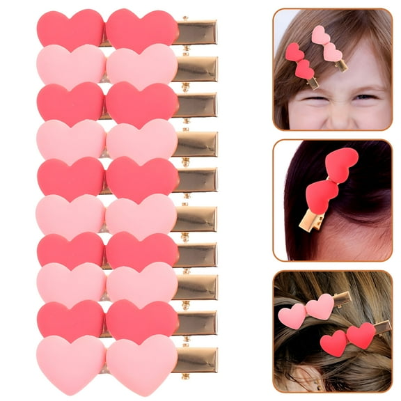 VANIDO 10pcs Valentine’s Day Hair Clips Double Heart Hairpins for Women Girls Ladies