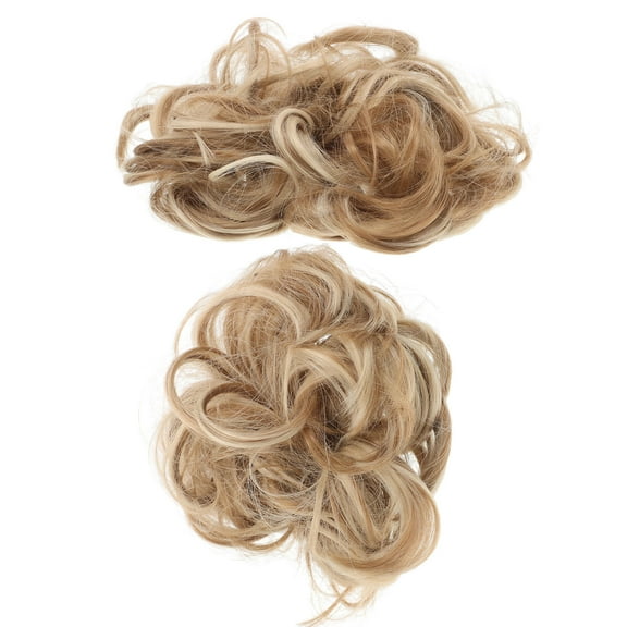 HONMEET 2Pcs Wavy Chignon Hair Accessories for Women, Golden Synthetic Hairpieces for Elegant Updo Hairstyles
