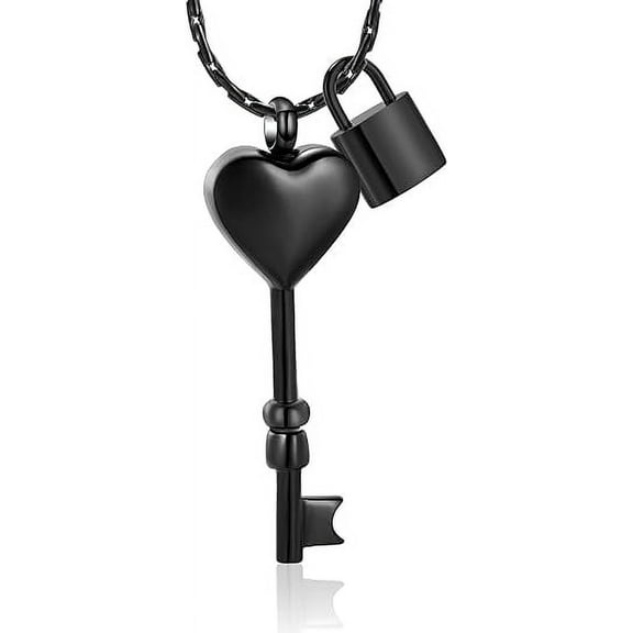 Love Heart Key & Lock Cremation Jewelry for Ashes Stainless Steel Pendant Memorial Urn Necklace Human Pets Funeral Keepsake for Women Men