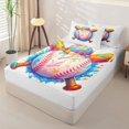 thumbnail image 2 of Homewish Rainbow Drippy Baseball & Bat Print Zipper Twin Comforter Sets with Fitted Sheet and 2 Pillowcases,Colorful Sports Zipper Bedding Set For Kids Boys And Girls,Reversible,4 Pieces, 2 of 7