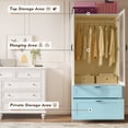 thumbnail image 7 of MEISSALIVVE Modern Armoire Wardrobe Closet with 2 Doors, Hanging Rod, 2 Drawers, Frosted Glass, Bedroom Storage Cabinet, White Wood Grain, 7 of 7