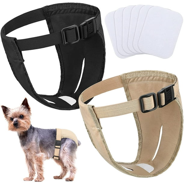 Female Dog Panties with 6 Sanitary Pad, Washable Adjustable Protective