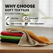 Dish Towels for Kitchen – 12 Pack, 100% Cotton Kitchen Towels Set, Dish Cloths for Washing Dishes, 15 x 25 Inches
