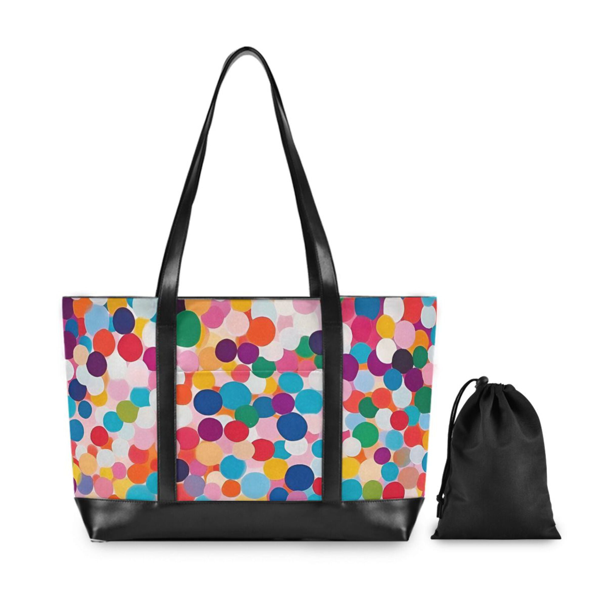 FORMRS Canvas Laptop Tote Bag for Women with 15.6" Computer Compartments Shoulder Handbag, Blue Colorful Circles