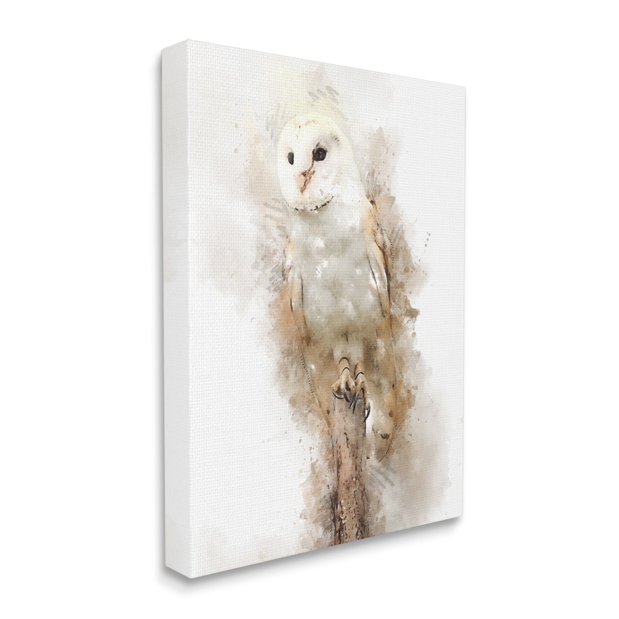 Stupell Perched Barn Owl Wildlife Animals & Insects Painting Gallery Wrapped Canvas Print Wall Art