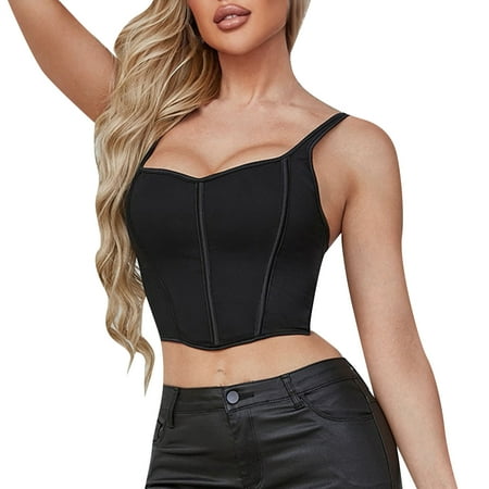 

ZHUASHUM Women Sexy Bustier Corset Top Lace Up Push Up Crop Tops Vintage Bodice