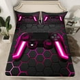 thumbnail image 2 of Feelyou 3D Pink Gamepad Full Size Sheets for Boy, Video Games Controller Bed Sheets, Neon Gradient Honeycomb Sheet Sets, Super Cozy Room Decor, 4pcs, 2 of 7