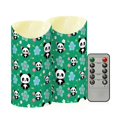 thumbnail image 2 of Panda Flower Pattern Flameless Candles 2 PCS with Remote Realistic Moving Flame LED Tapered Pillar Set for Home Decor, 2 of 7