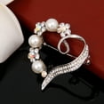 thumbnail image 6 of Eoperou Shining Rhinestones Faux Pearls Brooch Pin Exquisite Decorative Flower Hollow Heart Shape Pin Costume Accessories, 6 of 7