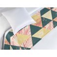thumbnail image 3 of Geometric Bed Runner, Tropical Grunge Spots and Leaves in Triangle Forms Pattern Exotics Art, Decorative Accent Bedding Scarf for Hotels Homes & Guest Rooms, Twin, Dark Teal Pastel Pink, by Ambesonne, 3 of 3