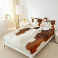 thumbnail image 4 of Manfei Cow Hide Print Bed Sheets,Rustic Farmhouse Cabin King Sheets,Beige Brown Cattle Hide Sheet Set For Adults,Microfiber Bedroom Decor,4-Piece, 4 of 7