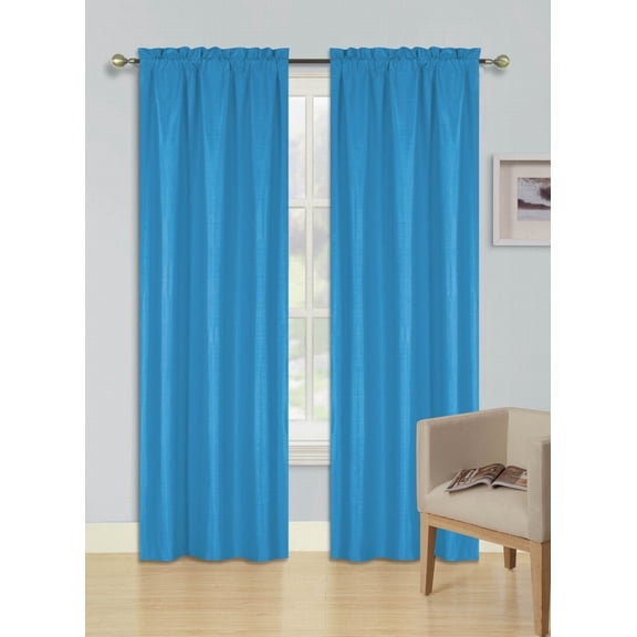 Persian Collection Matte (Not Shiny) 2 Panels Turquoise Solid Blackout Thermal Rod Pocket Foam Lined Window Curtain Drape R64 95 Length