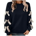 thumbnail image 2 of Gamivast Sweaters for Women Trendy Bows Graphic Crew Neck Knitted Sweaters Holiday Drop Shoulder Warm Winter Pullover Chirstmas Long Sleeve Y2K Outfits, 2 of 6