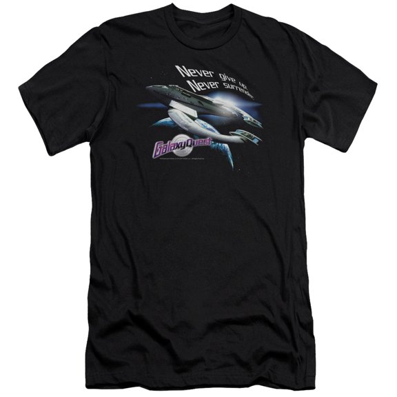 Galaxy Quest Never Surrender Adult 30/1 T-Shirt Black