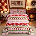 thumbnail image 2 of Erosebridal Christmas Stripe Full Size Comforter Sets, Stocking Snowman Bedding Comforter Set, Pink Red, Christmas Reversible, 3pcs, 1 Comforter and 2 Pillowcases, 2 of 7