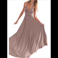 thumbnail image 2 of Vestido Maxi Sin Mangas, de Cintura Alta, Color Liso, con Tirantes Cruzados en la Espalda y Múltiples Usos para Mujer. Caqui S, 2 of 7