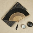 thumbnail image 5 of Hand Carved Wood Silk Folding Fan With Tassels Oriental Traditional Wedding Home Party Decor Fan, 5 of 5