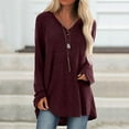 thumbnail image 2 of Lindreshi Long Sleeve Shirts for Women Plus Size Women Casual V-Neck T-Shirt Loose Long Sleeve Tops Solid Blouse, 2 of 5