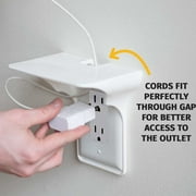 Wall Outlet Shelf Organizer - Space-Saving Socket Stand Holder for Kitchen & Bathroom - Sturdy, Cord Management, Holds 10lbs - Ideal for Phones, Speakers, Echo Devices