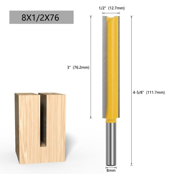 Lavie Extended Blade Double-Edged Slotting Cutter for Woodworking Machines - 8mm x 1/2 Inch x 76mm Straight Router Bit, Non-Imported Durable Tool for Precise Woodworking Tasks, Long-Lasting