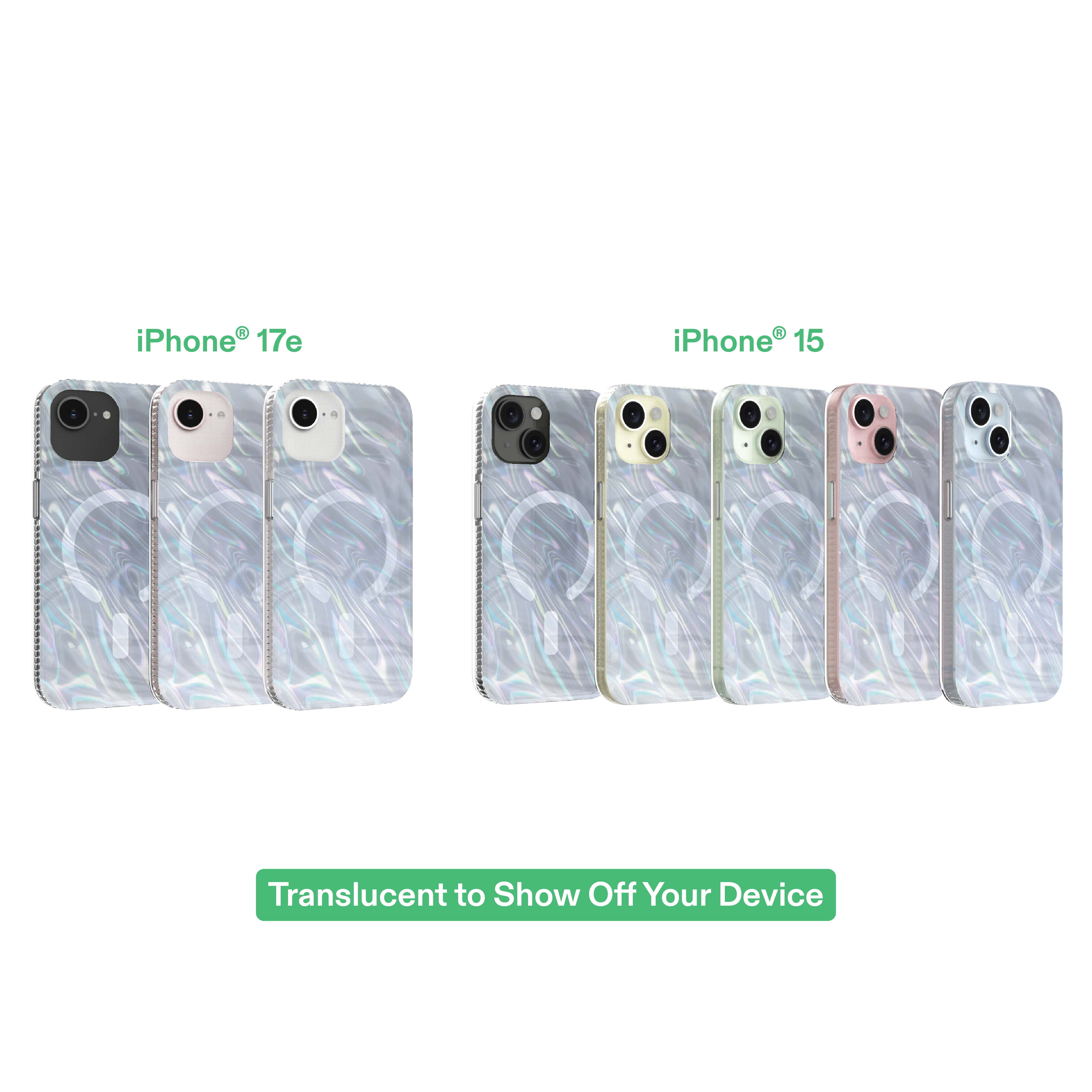onn Phone Case for iPhone 17e / 16e / 15 / 14 / 13, MagSafe Compatible - Pearlescent White