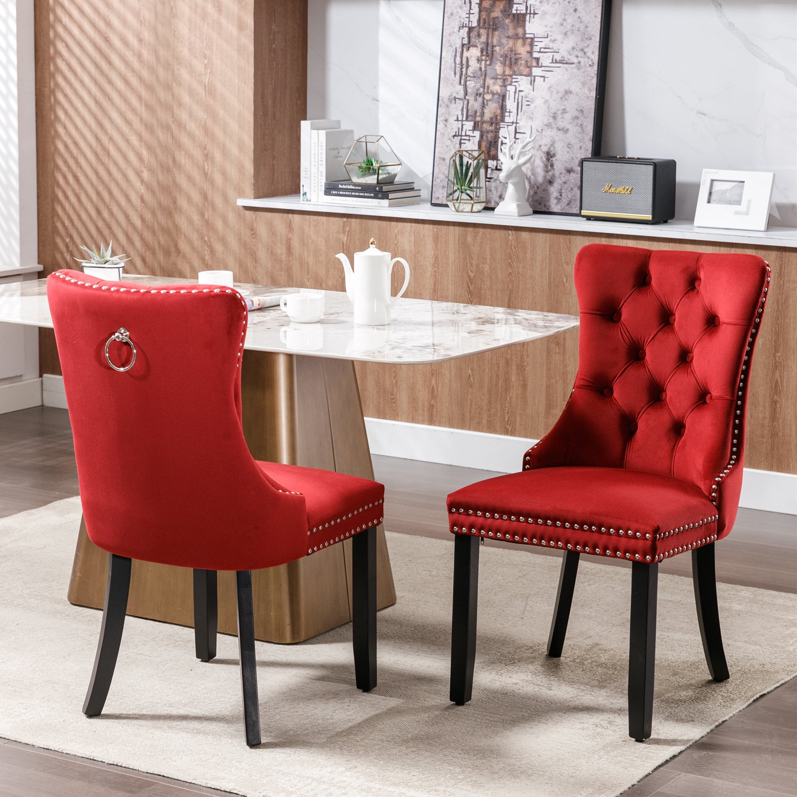 Tufted Dining Chair, Contemporary Velvet Chairs for Dining Room