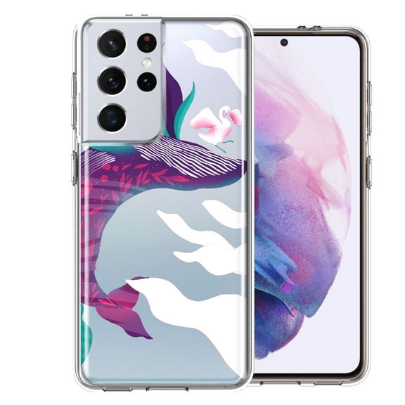 MUNDAZE For Samsung Galaxy S21 Ultra Mystic Floral Whale Design Double Layer Phone Case Cover