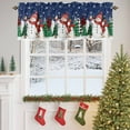 thumbnail image 4 of Christmas Snowman Valances for Windows, 54 x 18in, Xmas Snowflake Tree Navy Blue Rod Pocket Kitchen Valance Curtain Light Filtering Window Treatments for Living Room Bedroom, 1 Panel, 4 of 7