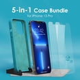 thumbnail image 3 of [5 in 1] Designed for iPhone 13 Pro Case, with 2 Pack Screen Protector, Silicone Shockproof Case, Full Body Soft Anti-Scratch Microfiber Lining Protective Case, Teal Blue, 3 of 5