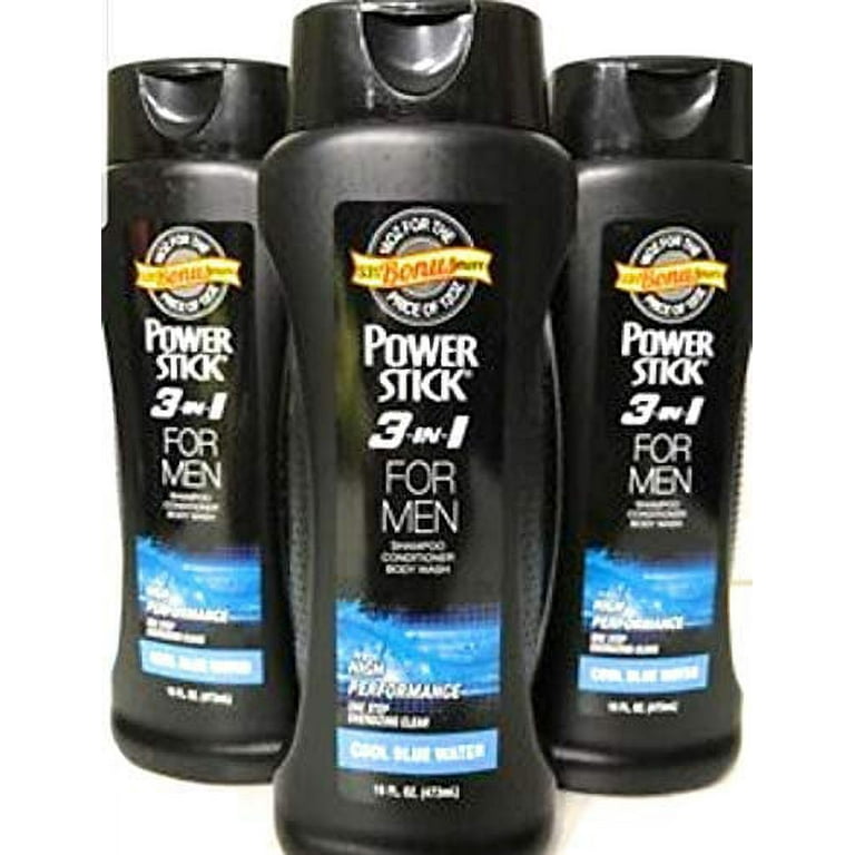 3Power Stick Cool Blue Water 3 In 1 Foaming Men Body Wash, Shampoo