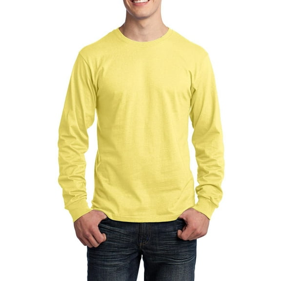 Just Blanks Long Sleeve T-Shirt – Soft, Comfortable, Durable Cotton Tee for All Seasons, Yellow, 4XL