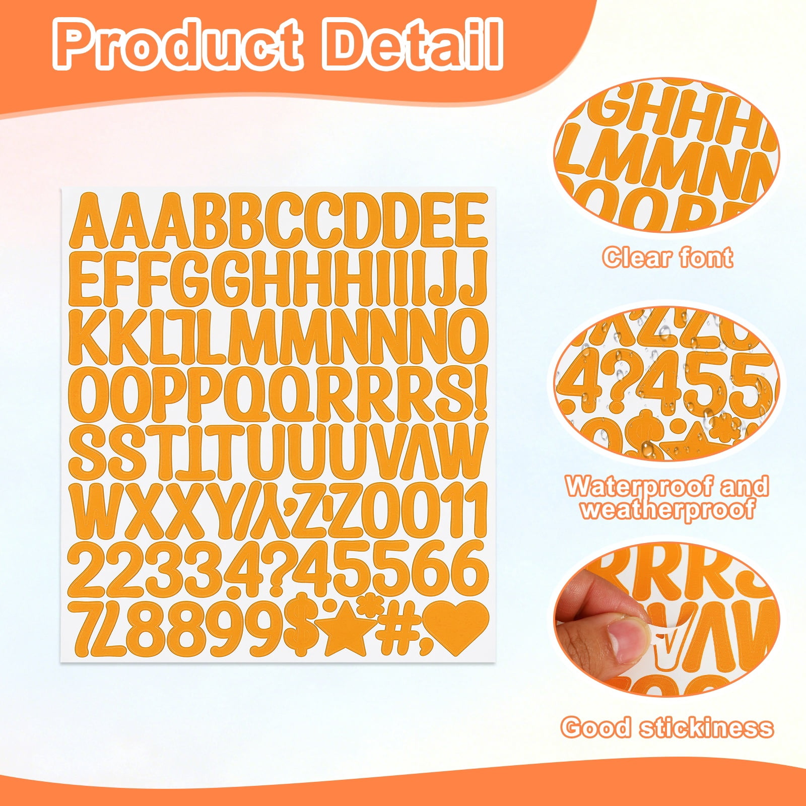 Uxcell 1 Inch Letter Stickers, 30 sheet Alphabet Number Stickers Self Adhesive Handwriting Vinyl Stick on Letters for Mailbox Number Scrapbooking Sign Bottles Craft, Orange