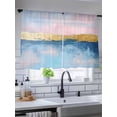 thumbnail image 3 of Sheer Curtains 45 Inches Long, Oil Painting Pink Blue Light Filtering Window Curtains for Living Room/Bedroom, Artwork Abstract Modern Rod Pocket Voile Sheer Curtain Drapes, 52"W x 45"L, 2 Panels, 3 of 8