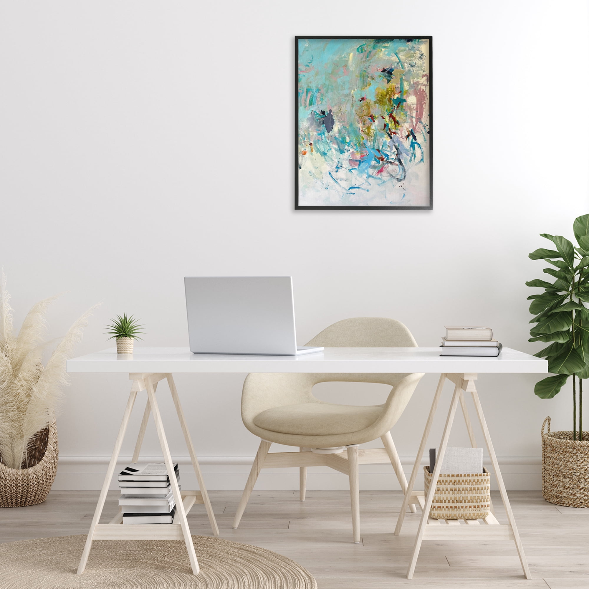 Stupell Industries Chaotic Ombre Scribble Abstract Painting Black Framed Art Print Wall Art, 24 x 30