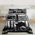 thumbnail image 2 of Manfei Teens Rustic Reindeer Bedding Comforter Set, Black White Stripes Twin Comforter Sets, Farmhouse Animal Wildlife Reversible Bedding Set, Breathable Home Decor, 2-Piece, 2 of 8