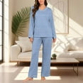 thumbnail image 2 of Fewfanhot Women Pajama Sets Lounge Set Long Sleeve Comfy Pj Sets Fall Loungewear Sleepwear with Pockets, 2 of 7