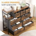 thumbnail image 4 of 9 Drawer Dressers for Bedroom, Dressers & Chests of Drawers with Charging Station, Wide Fabric Dresser with Shelf, Brown, 4 of 7