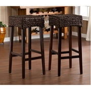 Southern Enterprises 30" Woven Wood Bar Stool in Brown (Set of 2)