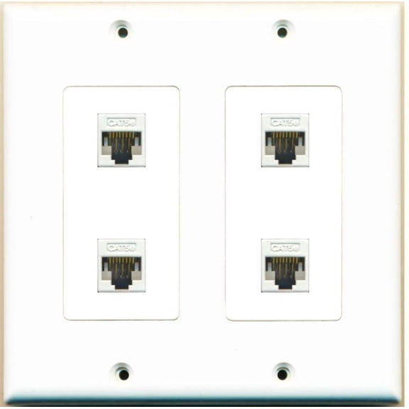 Ultra Spec Cables 2 Gang 4 Cat5e Wall Plate
