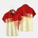 thumbnail image 4 of Camisas Vaqueras Para Hombre Manga Larga Top de camisa de manga corta con solapa y hebilla de impresión digital 3D de y ocio para hombre (Red, XXL), 4 of 5