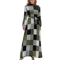 thumbnail image 2 of Vestido largo de verano para mujer, diseño de cuadros, lineal, verde salvia, negro, gris y blanco, vestido de fiesta 2024, 2 of 5