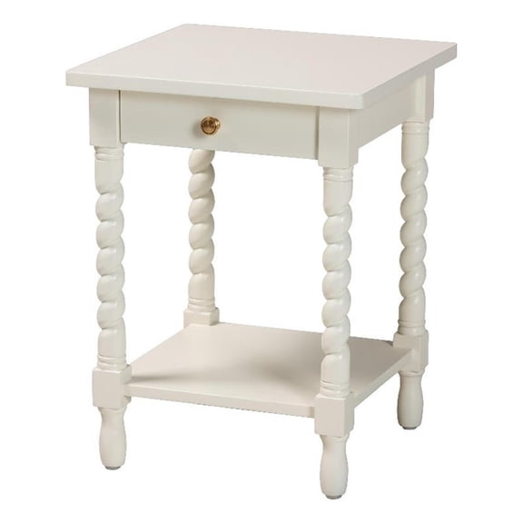 Baxton Studio Niklas Nightstand with Twisted Legs 1-Drawer White