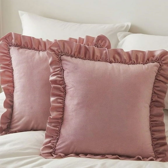 Pack of 2 Decorative Square Throw Pillow Covers Set Christmas Cushion Cases Pillowcases for Spring Couch Sofa Bedroom Car 18x18 inch，Pink