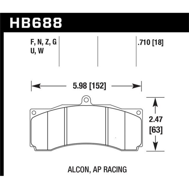 Hawk Performance HB688G.710 Plaquettes de Frein de Course AP Racing-Stoptech & Alcon DTC-60