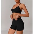 thumbnail image 2 of PISONIC Women Two Piece Workout Sets Support Ruched Cross Back Sports Bras Matching Booty Lifting Shorts Gym Yoga Outfits, 2 of 6