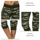 thumbnail image 5 of Mujeres casual recortada Pantalones camuflaje imprimir cordón medio cintura cómodo para deportes vacaciones OD verde XL, 5 of 6