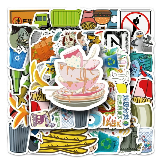 Pegatinas Garbage Classification, 50 unidades, de vinilo impermeable