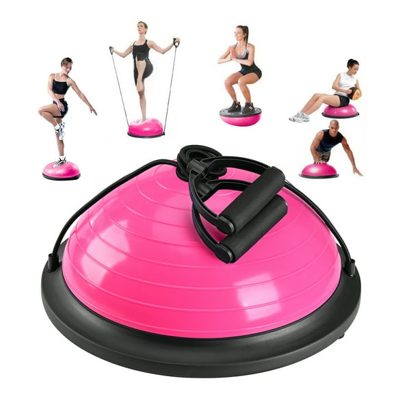 Wave speed ball, resistance band yoga balance hemispherical fitness ball Weight loss fitness rehabilitation training Multiple specifications color optional (pink, 20 inch)
