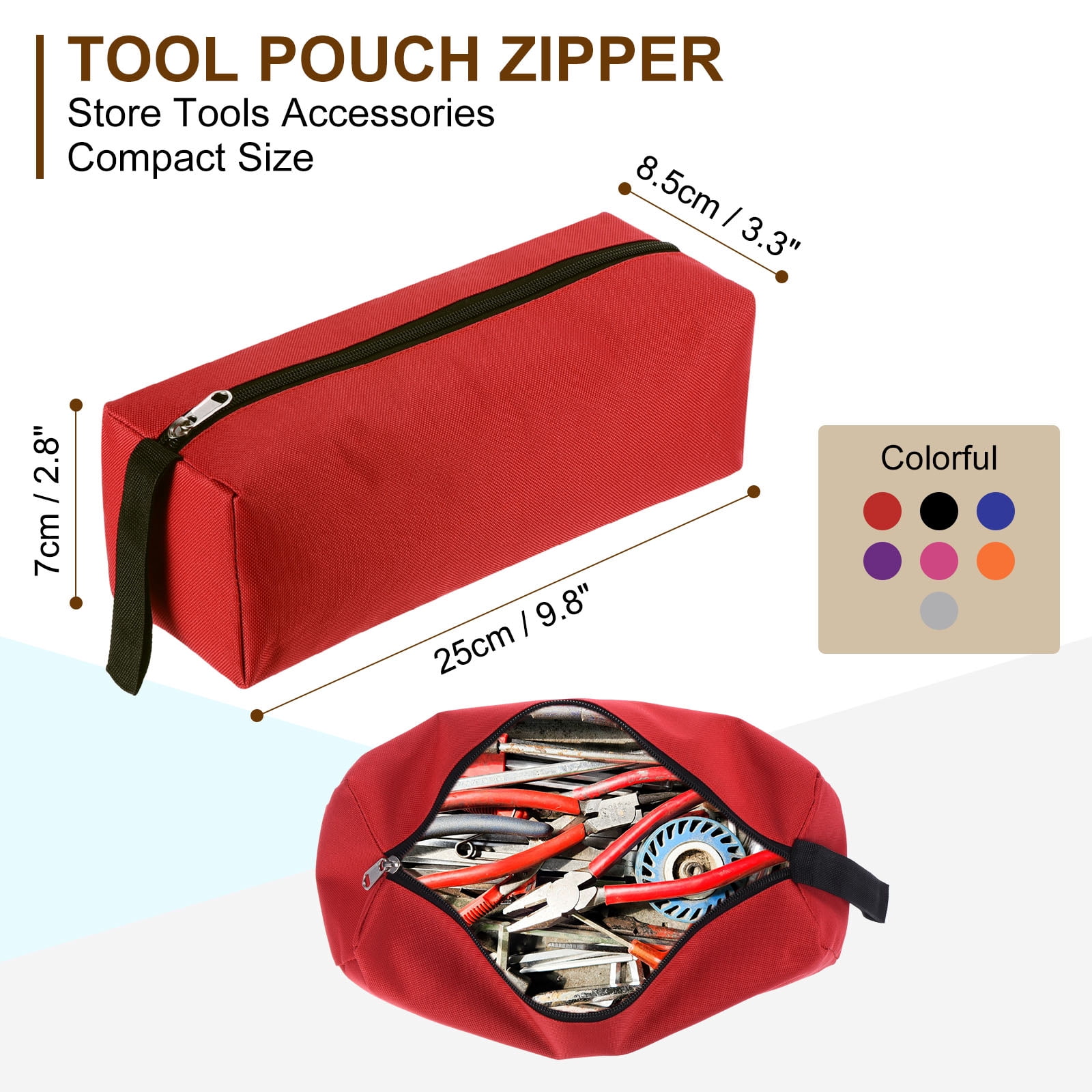 Uxcell Tool Bag Pouch Zipper, 10 Pcs Small Bags Canvas Tools Organizer(9.8" x 3.3")